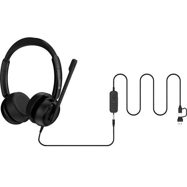 [] Headset USB/3,5mm | Sandberg 3-in-1 Office Pro | svart SE400104 - 5