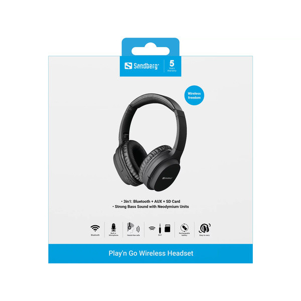 [] Headset trådlöst | Sandberg Play'n Go | svart SE400088 - 3