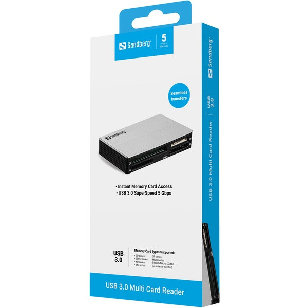 [] Minneskortläsare USB 3.0 | Sandberg Multi | silver ASA02477 - 4