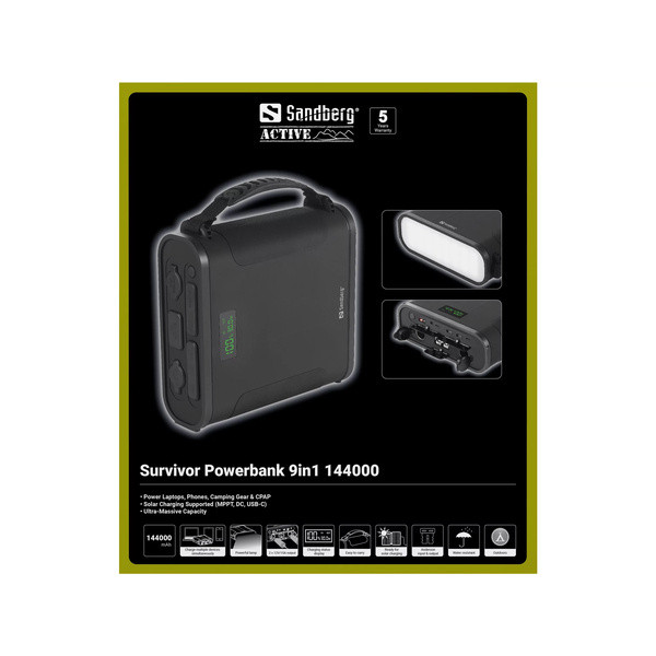 [] Powerbank 144.000mAh | Sandberg Survivor 9-in-1 | grå SE400133 - 6
