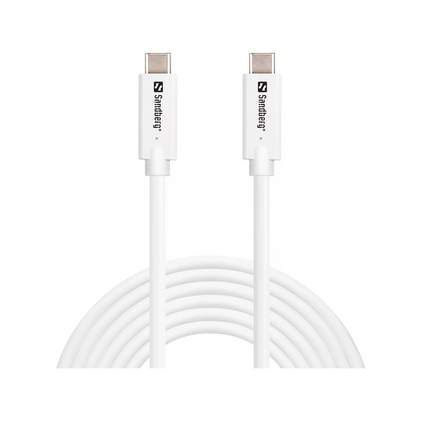 [] USB-C till USB-C kabel 3m | USB 3.2 Gen2 | Sandberg | silver SE400162 - 1