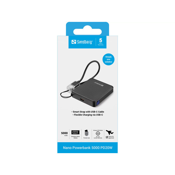 [DP] Powerbank 5.000mAh | PD20W | Sandberg Nano | grå SE400110 - 5