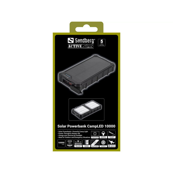 [DP] Powerbank solcell 10.000mAh | PD20W | Sandberg CampLED | grå SE400129 - 7