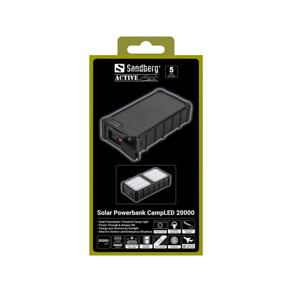 [DP] Powerbank solcell 20.000mAh | PD20W | Sandberg CampLED | grå SE400123 - 7
