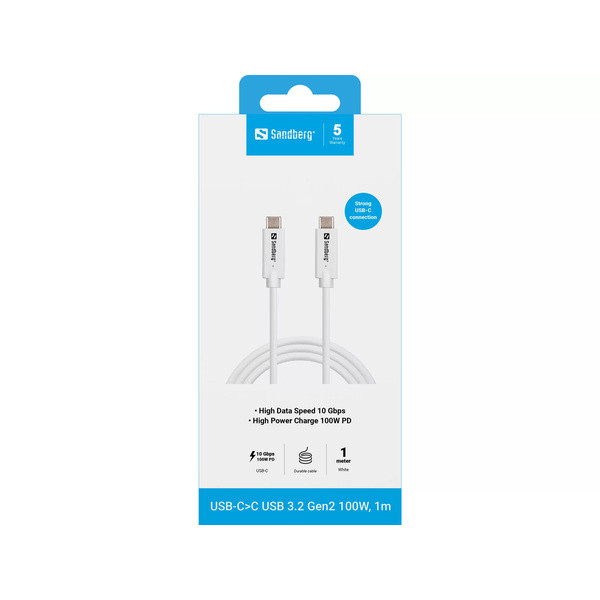 [DP] USB-C till USB-C kabel 1m | USB 3.1 Gen2 | Sandberg | silver SE400165 - 2