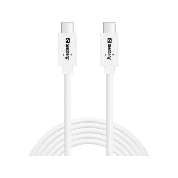[DP] USB-C till USB-C kabel 2m | USB 3.1 Gen2 | Sandberg | silver SE400170 - 1