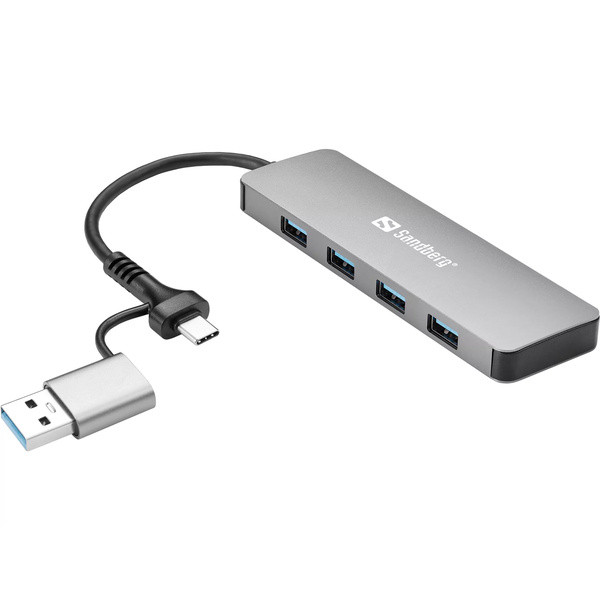 [DP] USB-hub 4 portar | USB-C/USB-A USB 3.0 till 4xA 3.0 | Sandberg SE400038 - 1
