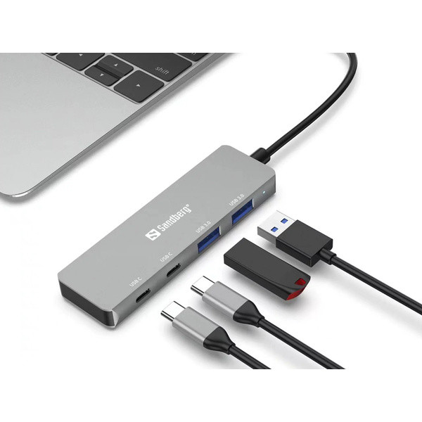 [DP] USB-hub 4 portar | USB-C USB 3.0 till 2xA 3.0 och 2xC | Sandberg SE400148 - 2