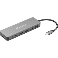 [DP] USB Docking station 13 portar | USB-C till 4xA, 2xC, 2xHDMI, VGA, Ethernet, 3,5mm, 2x kortläsare | Sandberg Travel ASA02369