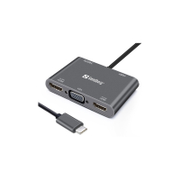 [DP] USB Docking station 5 portar | USB-C till 1xA, 1xC, 2xHDMI, VGA | Sandberg ASA02371
