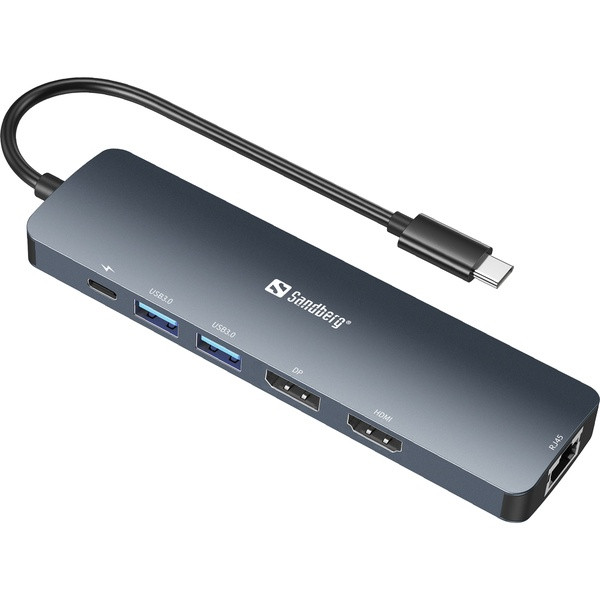 [DP] USB Docking station 6 portar | USB-C till 2xA, 1xC, HDMI, DisplayPort, Ethernet | Sandberg ASA02381 - 2