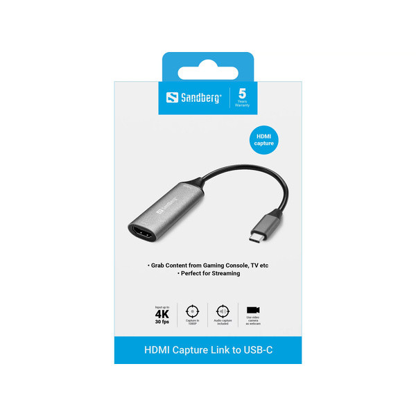 Adapter HDMI till USB-C Capture | Sandberg | svart SE400042 - 2