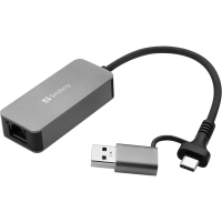 Adapter USB-C/USB-A till RJ45 | 2,5GbE | Sandberg | silver SE400151