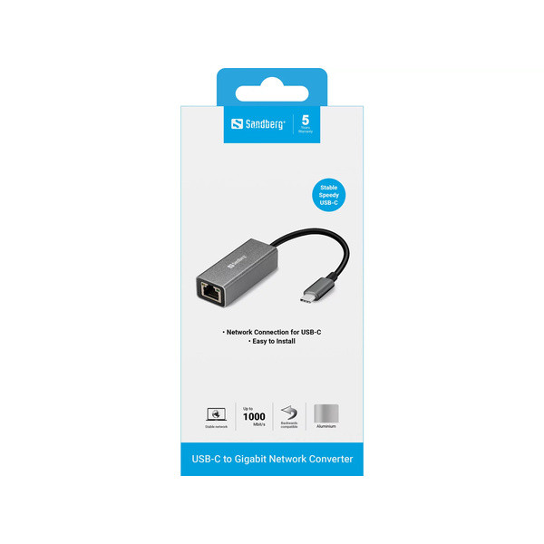 Adapter USB-C till RJ45 | Sandberg | silver SE400155 - 2