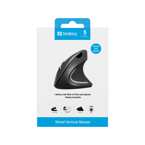 Datormus USB-ansluten + ergonomisk | Sandberg | svart SE400080 - 8
