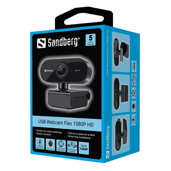 Sandberg Flex HD Webbkamera, svart 133-97 361016 - 5
