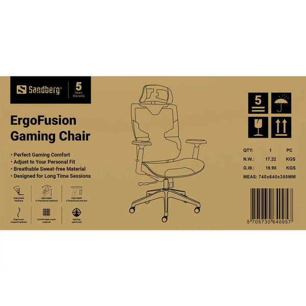 Gamingstol | Sandberg ErgoFusion | svart SE400029 - 9