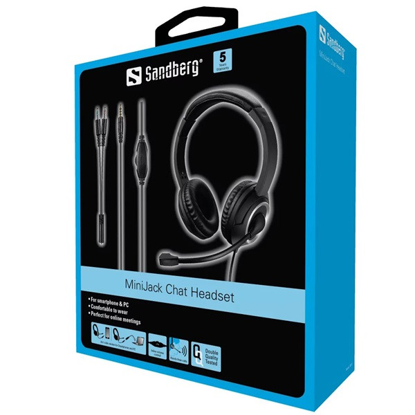 Headset 3,5mm | Sandberg MiniJack Chat Stereo | svart 360375 - 4