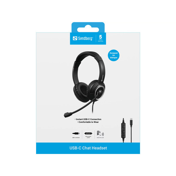 Headset USB | Sandberg Chat | svart SE400101 - 6