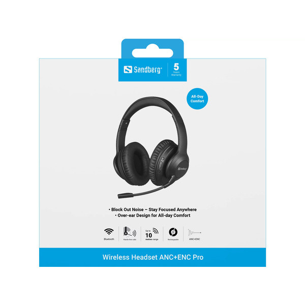 Headset trådlöst | Sandberg Pro | svart SE400102 - 9