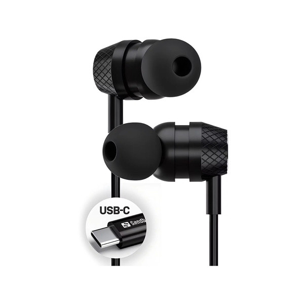 In-ear hörlurar trådbundna USB-C/USB-A | med mikrofon på kabel | Sandberg | svart SE400051 - 2