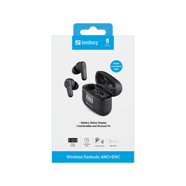 In-ear hörlurar trådlösa med brusreducering | Sandberg | svart SE400049 - 8