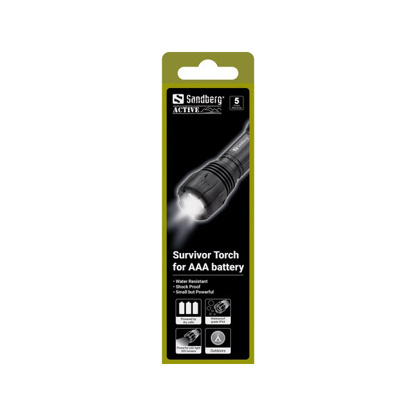 LED ficklampa | Sandberg Survivor | AAA-batteri | 300 lumen SE400024 - 4
