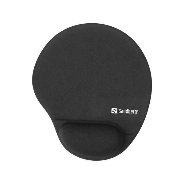 Musmatta 25x21,5cm med handledsstöd | Sandberg Memory Foam Round | svart SE400081 - 1