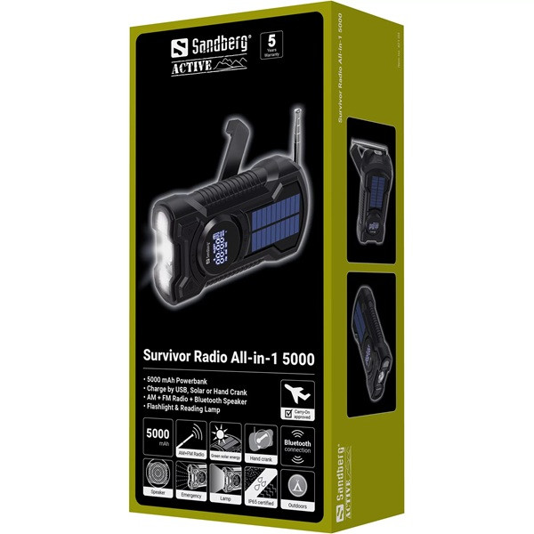 Nödradio med Powerbank 5.000mAh | Sandberg Survivor Radio All-in-1 ASA02443 - 4