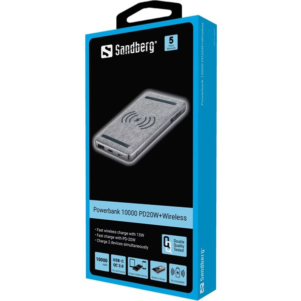 Powerbank 10.000mAh | PD20W + Wireless | Sandberg 501410 - 2