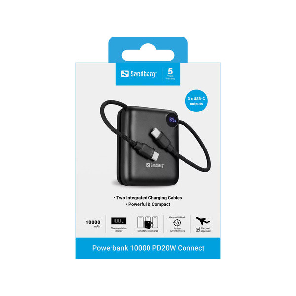 Powerbank 10.000mAh | PD20W | Sandberg Connect | svart SE400120 - 4