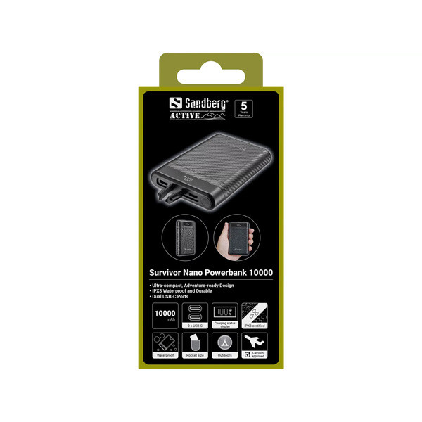 Powerbank 10.000mAh | Sandberg Survivor Nano | grå SE400131 - 4