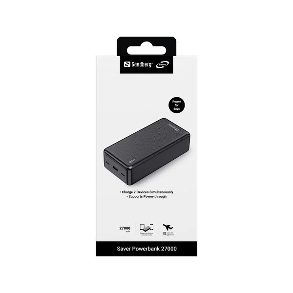 Powerbank 27.000mAh | PD20W | Sandberg Saver | grå SE400108 - 2