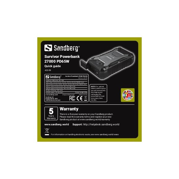 Powerbank 27.000mAh | PD65W + Wireless | Sandberg Survivor | svart ASA02367 - 7