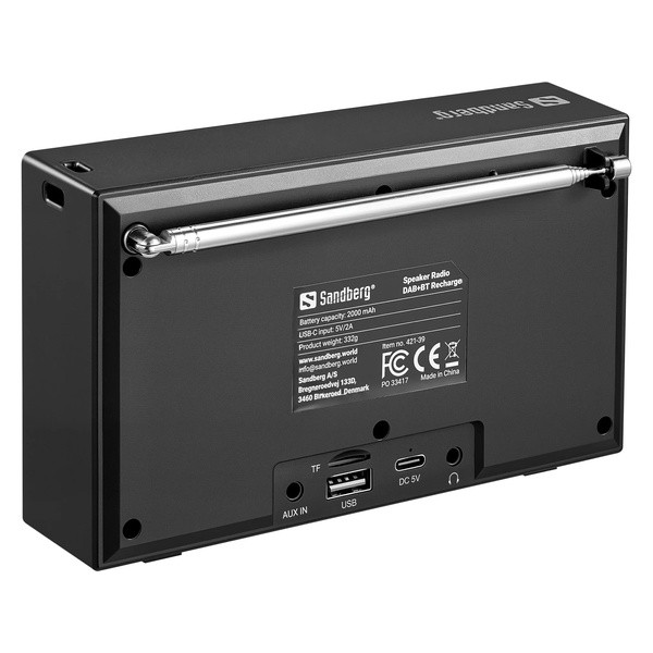 Radio DAB+/Bluetooth | Sandberg | laddningsbar | svart SE400027 - 4