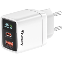 Snabbladdare 35W 2-port | USB-C + USB-A | Sandberg SE400076