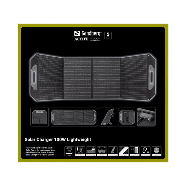 Solcellsladdare 100W | Sandberg Lightweight | svart SE400138 - 9