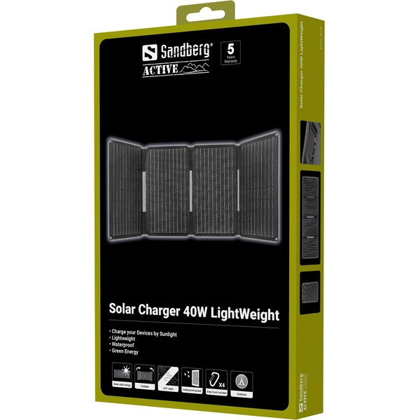 Solcellsladdare 40W | Sandberg Lightweight | grå ASA02466 - 8