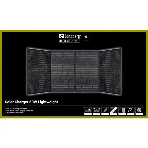 Solcellsladdare 60W | Sandberg Lightweight | svart SE400137 - 7