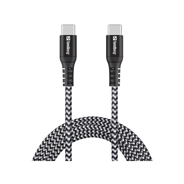 USB-C till USB-C kabel 2m | 100W | Sandberg Survivor | svart SE400174 - 1
