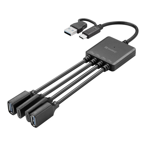 USB-hub 4 portar | USB-C/USB-A till 2xC och 2xA | Sandberg SE400154 - 1