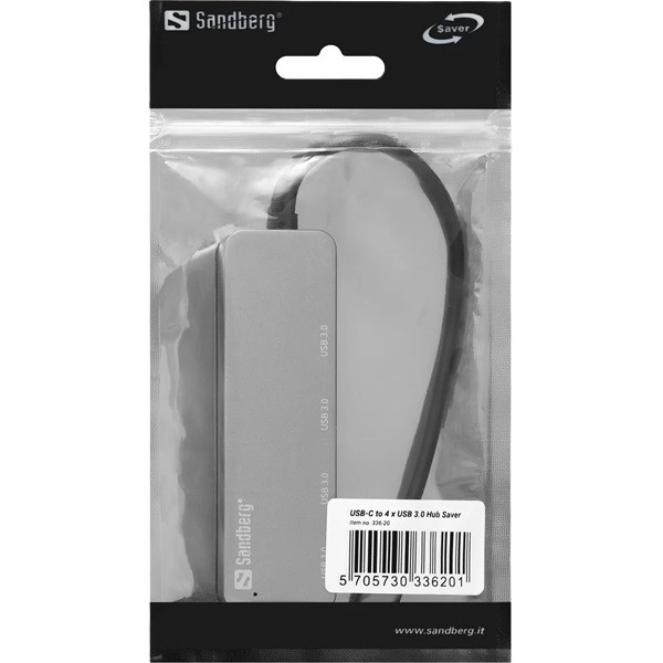 USB-hub 4 portar | USB-C 2.0 till 4xA | Sandberg SAVER 238867 - 2