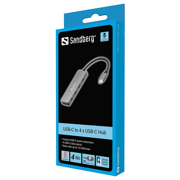 USB-hub 4 portar | USB-C till 4xC | Sandberg ASA02390 - 2