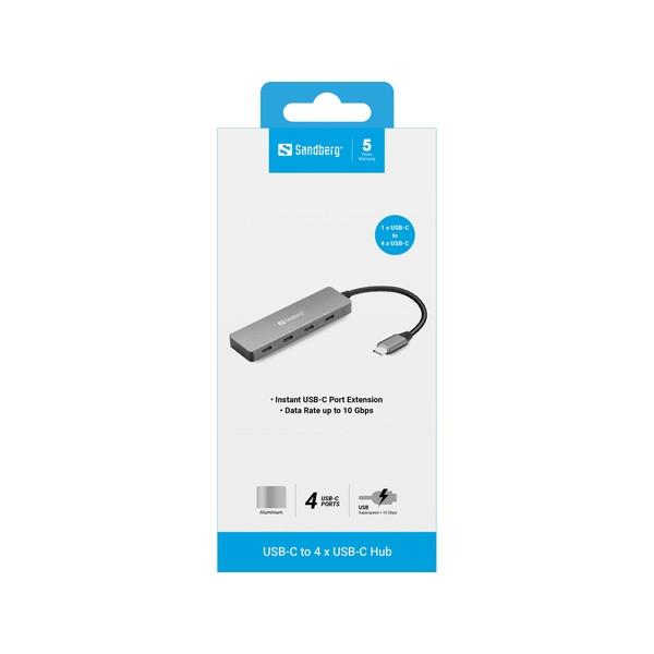 USB-hub 4 portar | USB-C till 4xC | Sandberg ASA02390 - 3