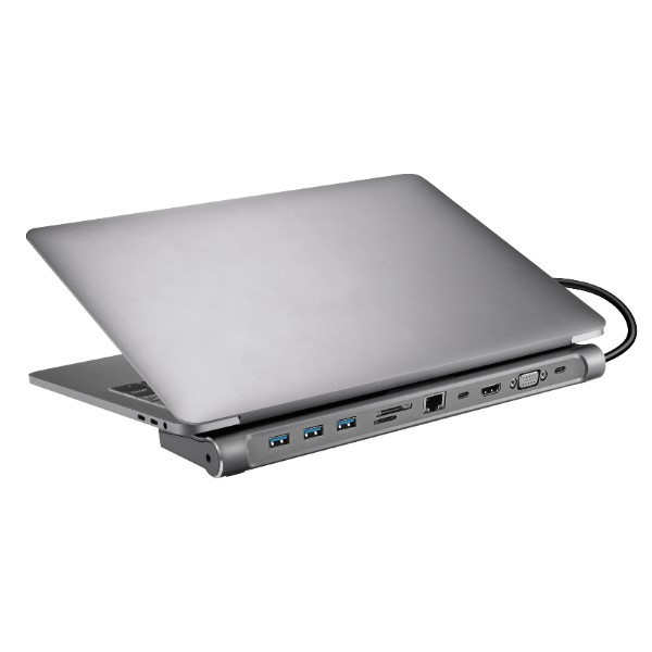 USB Docking station 10 portar | USB-C till 3xA, 2xC, HDMI, VGA, Ethernet, 3,5mm, kortläsare | Sandberg ASA02378 - 2