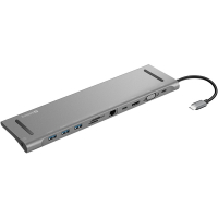 USB Docking station 10 portar | USB-C till 3xA, 2xC, HDMI, VGA, Ethernet, 3,5mm, kortläsare | Sandberg ASA02378