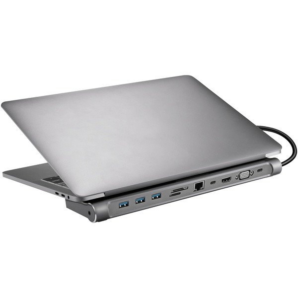 USB Docking station 10 portar | USB-C till 3xA, 2xC, HDMI, VGA, Ethernet, 3,5mm, kortläsare | Sandberg ASA02378 - 3