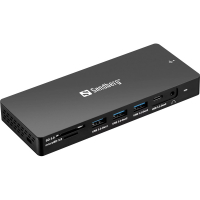 USB Docking station 13 portar | USB-C till 3xA, 3xC, 2xHDMI, DisplayPort, Ethernet, 3,5mm, 2x kortläsare | Sandberg Pro SE400022