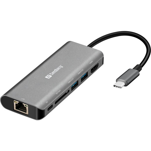 USB Docking station 6 portar | USB-C till 2xA, 1xC, HDMI, Ethernet, kortläsare | Sandberg ASA02368 - 2