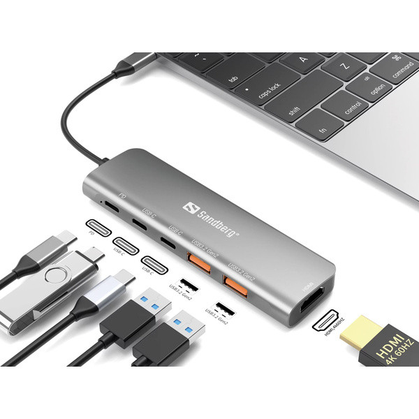 USB Docking station 6 portar | USB-C till 2xA, 3xC, HDMI | Sandberg SE400023 - 2